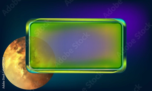Obraz Glasmorphism background illustration. Frame card. Spheres in shadows and gradients. Planet and space.