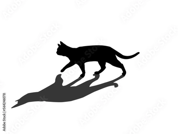 Fototapeta Shadowy walking cat vector