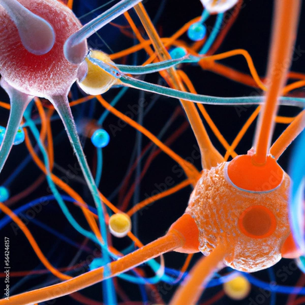 Obraz colorful neuron connections  black background created using generative AI