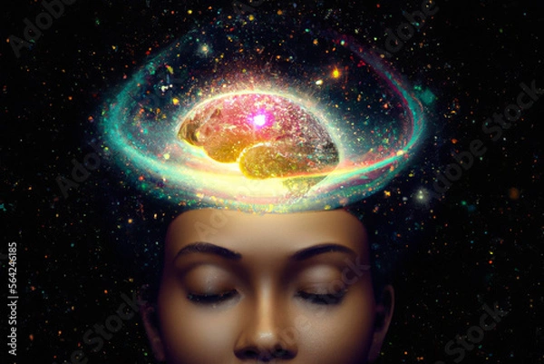 Obraz The universe inside of human's brain open minded created using generative AI