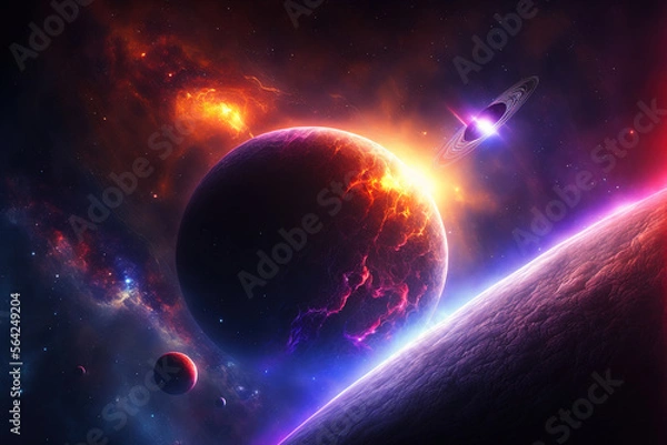 Obraz planet in space. Generative AI