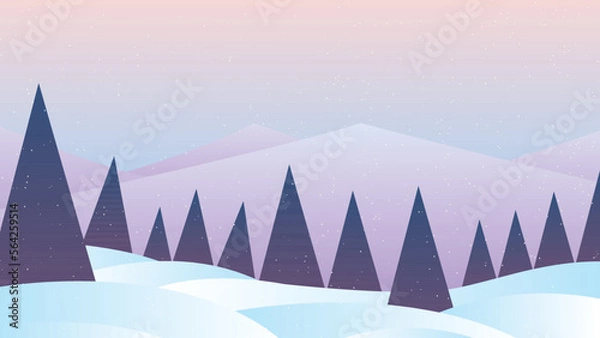Obraz VIEW OF A WHITE EXPANSE OF SNOW IN A PINE FOREST