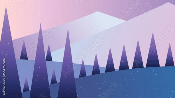 Obraz SNOW LANDSCAPE IN THE EVENING