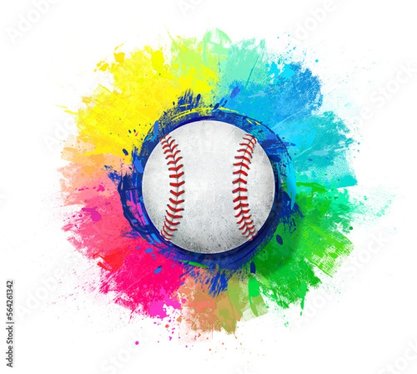 Obraz baseball illustration with splash color background	