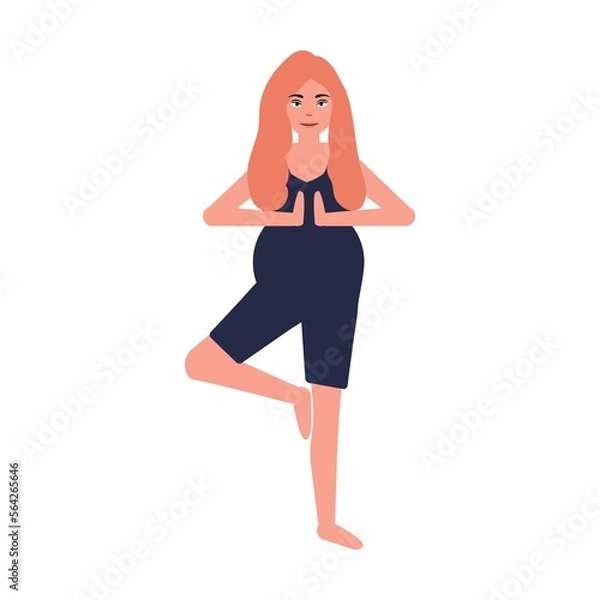 Obraz Pregnant woman doing yoga.Pregnancy health concept. Vector illustration