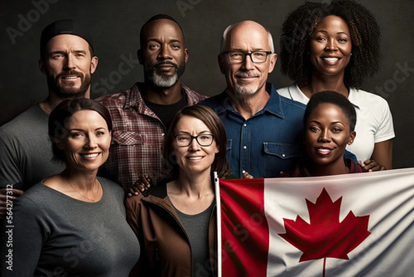 Obraz Group of happy Canadian people smiling, confident - diversity, inclusion, DEI