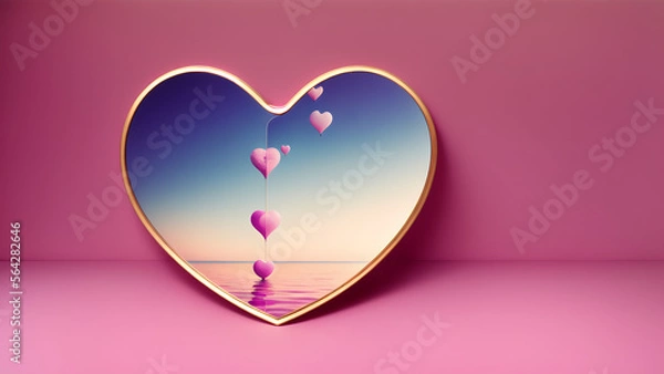 Fototapeta Valentines heart shaped mirrors