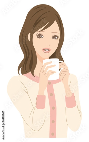 Fototapeta マグカップを持つ女性