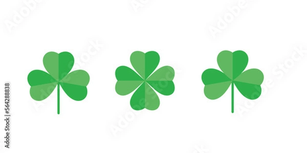 Obraz Good luck shamrock or a four leaf clover flat vector icon. Vector EPS.