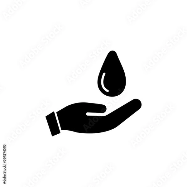 Fototapeta Hand with oil drop icon. Finance elements. Premium quality graphic design. Simple icon for websites, web design, mobile app, info graphics on white background