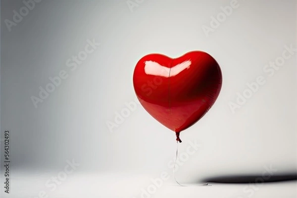 Fototapeta red heart-shaped balloon on white background Generative AI