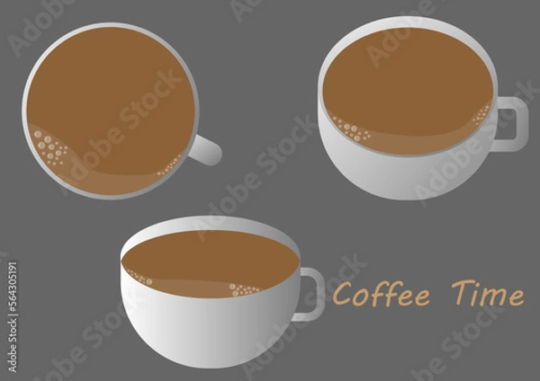 Fototapeta Illustrator vector of coffee cup in difference view