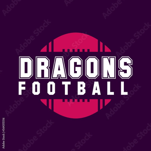Obraz American football logo template-dragon football. Rugby badge graphics isolated on dark background. Sports label design. Stock vector illustration