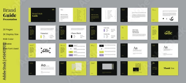 Obraz Brand Guidelines Presentation Template. Brand Creation Book for Design Consistency.
