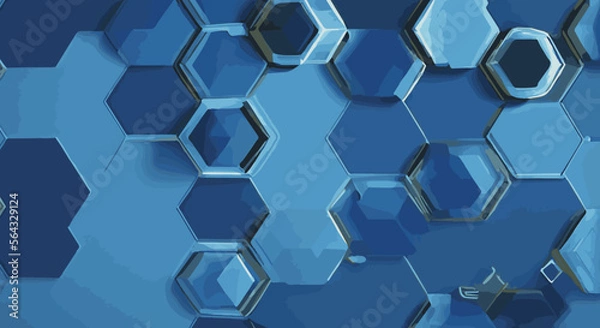 Fototapeta Dark blue vector layout with hexagonal shapes