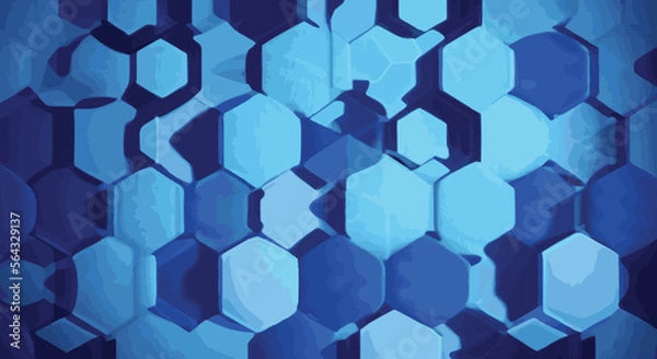 Fototapeta Dark blue vector layout with hexagonal shapes