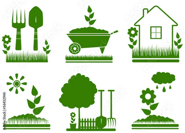 Obraz set green isolated garden landscaping symbols