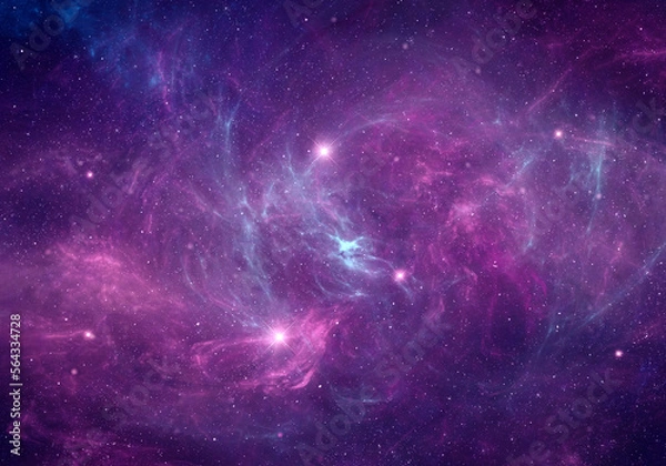 Fototapeta Nebula and stars in night sky. Outer space background.