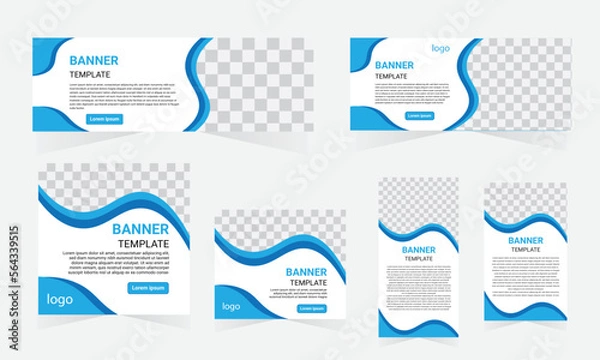 Obraz set of blue web banners of different sizes