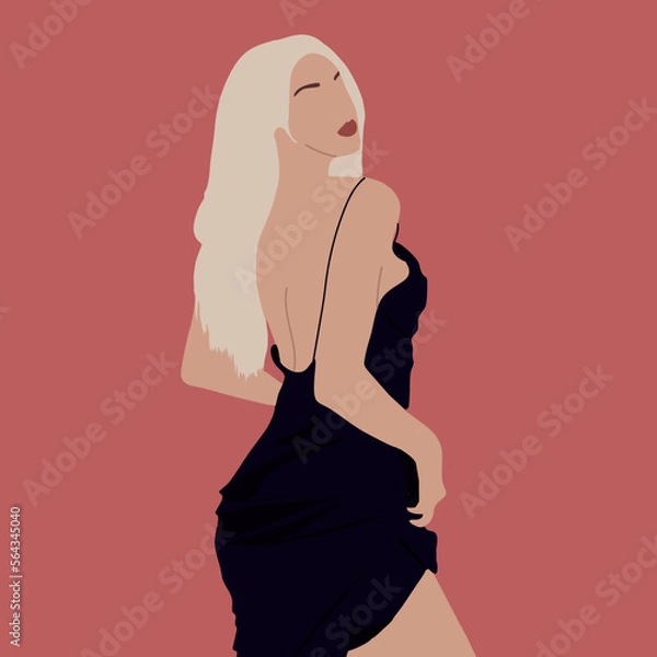 Obraz Blonde in a dress. Suitable for printing on T-shirts and notebooks
