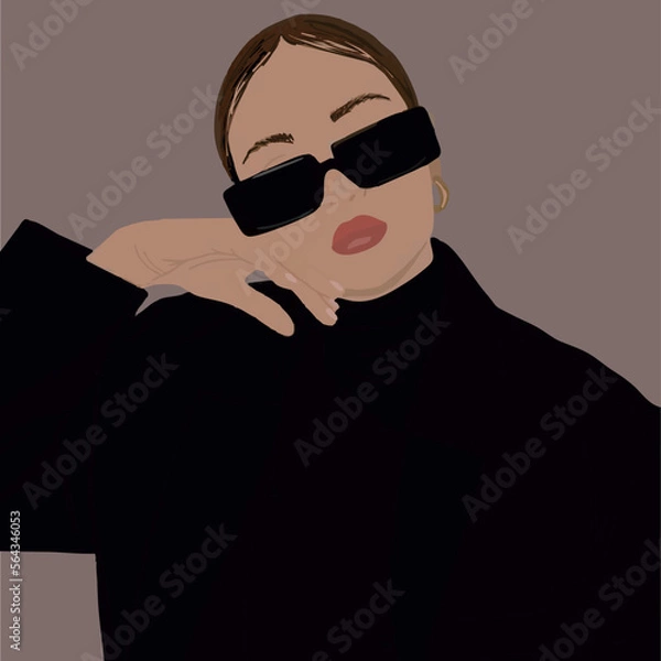 Obraz Girl with glasses. Suitable for printing on T-shirts and notebooks