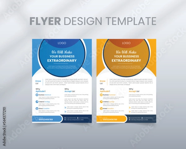 Fototapeta Corporate Business Flyer poster Templates brochure cover design layout background, two colors scheme, vector template in A4 size
