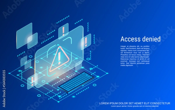 Fototapeta Access denied, system locked flat 3d isometric vector concept illustration