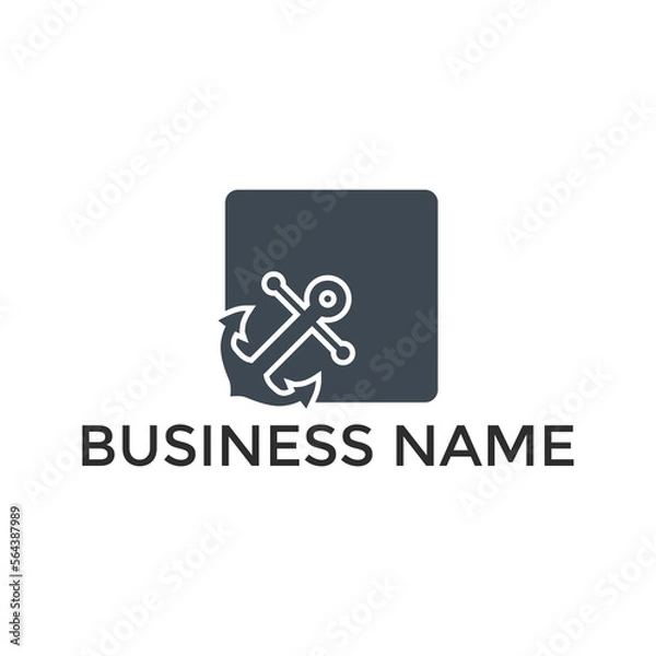 Fototapeta modern anchor logo design template