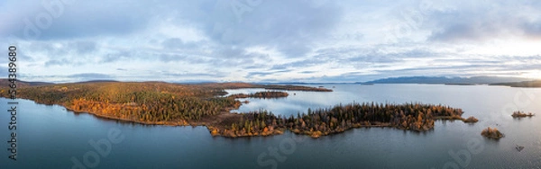 Obraz Magnificent Panorama of the northern autumn nature, Murmansk region, Apatity. Kirovsk and the White Sea