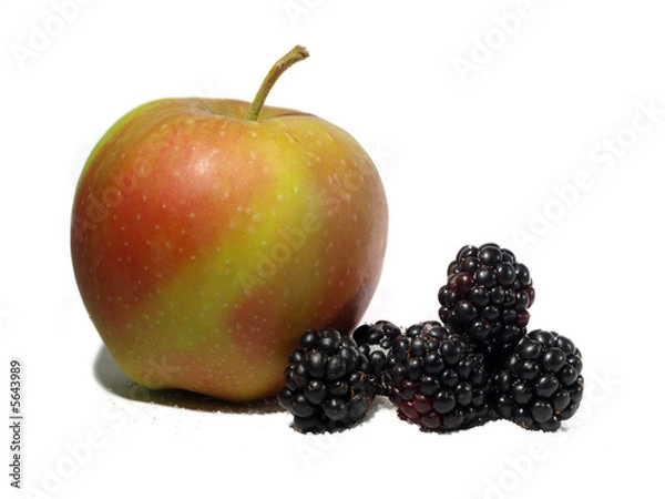 Fototapeta Red and green apple with blackberries 