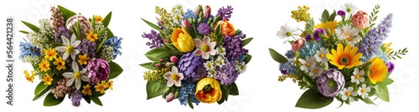 Obraz Flower arrangement or bouquet colorful spring flowers isolated on transparent background.