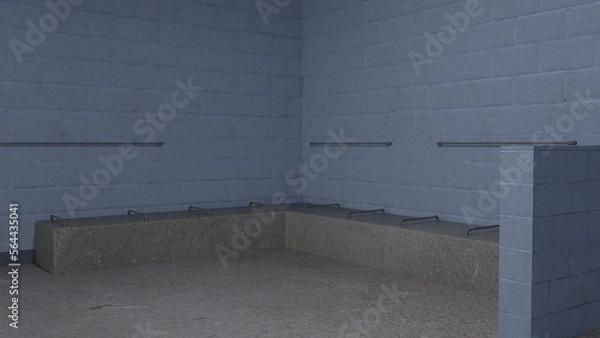 Obraz 3D-Illustration of an empty prison cell, no prisoner