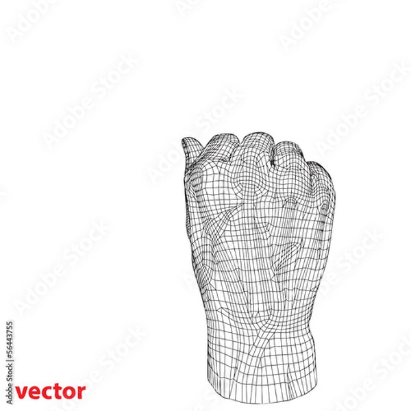 Obraz Conceptual 3D cyber black wireframe human hand