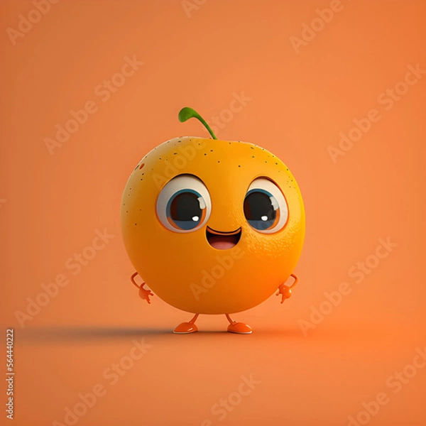 Fototapeta Cute cartoon orange character made with generative AI