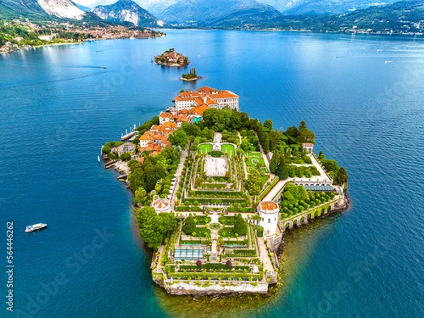 Obraz Aerial view of Isola Bella, in Isole Borromee archipelago in Lake Maggiore, Italy