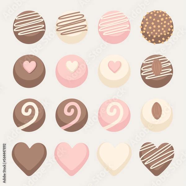 Fototapeta 발렌타인데이 커플 기념일 초콜릿 일러스트 이미지 세트
