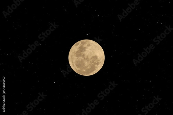 Fototapeta Full moon with many stars in the sky.