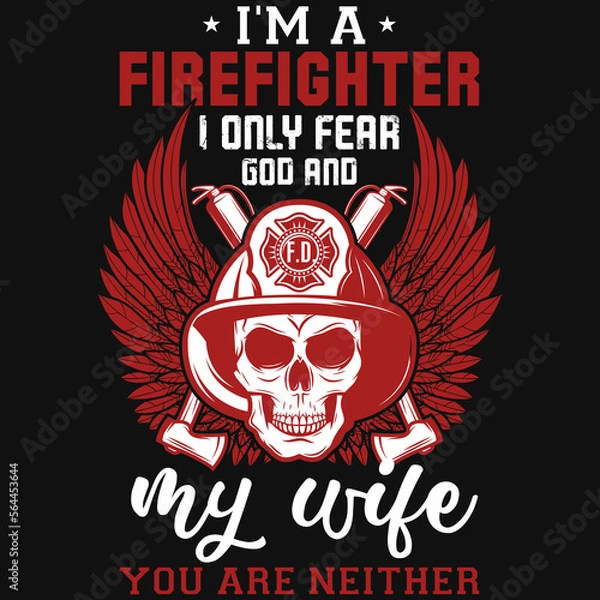 Obraz Firefighters graphic tshirt design
