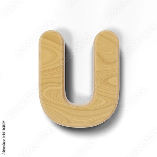 Fototapeta 3D wooden letter of alphabet isolated on transparent background