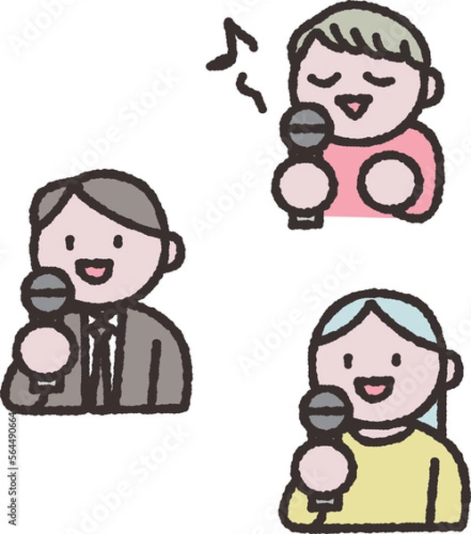 Fototapeta マイクで喋る歌う人たちイラスト素材