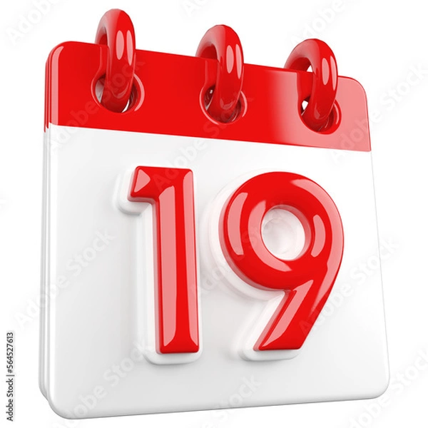 Fototapeta 3D Calendar Icon 19th Day Of Month With Generative AI