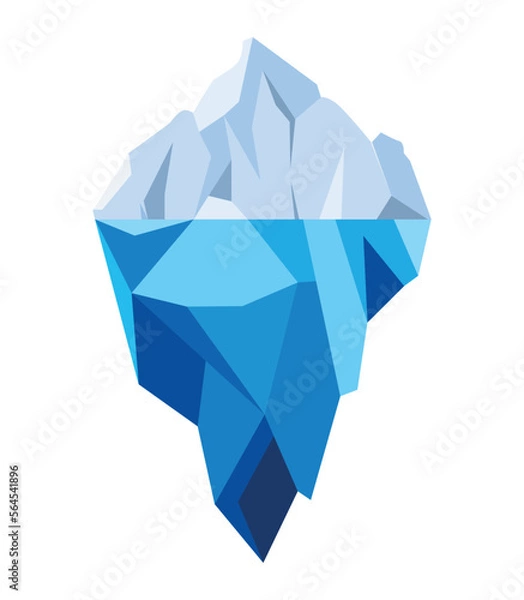 Fototapeta Iceberg Isolated. Iceberg on White Background, Polygonal Illustration. All in a single layer.