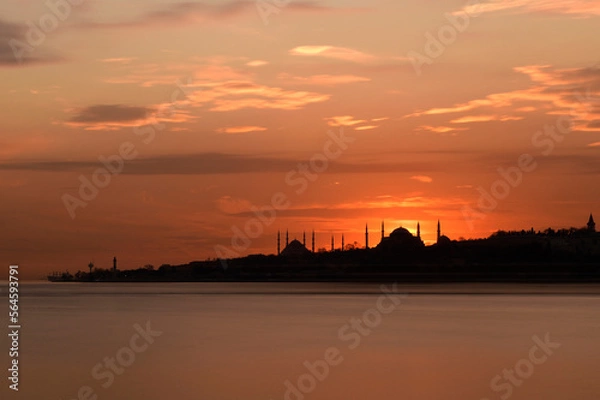 Fototapeta Sultanahmet and Ayasofya in sunset. Istanbul, Turkey.
