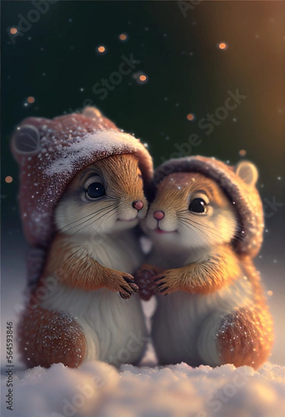 Obraz two owls in the winter