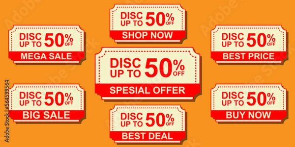 Fototapeta set discount tag 50 percent offer 