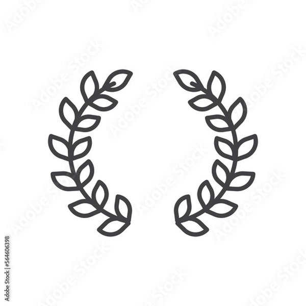 Fototapeta Laurel wreath line icon. linear style sign for mobile concept and web design