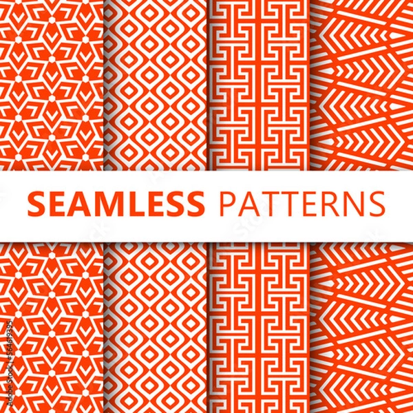 Fototapeta Set draw simple seamless patterns for your fabric and textile