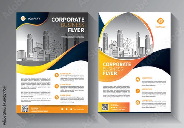 Fototapeta Brochure design, cover modern layout, annual report, poster, flyer in A4 with colorful triangles, geometric shapes for tech, science, market with light background