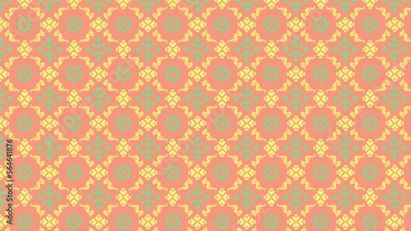 Fototapeta Ornamental Geometrical pattern - Bright Coloring – decorative illustrations,  textile, fabric, damask, wallpaper, desktop, cover, card