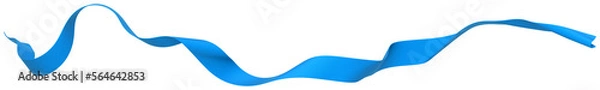 Fototapeta Smooth blue ribbon on isolated background. 3d render